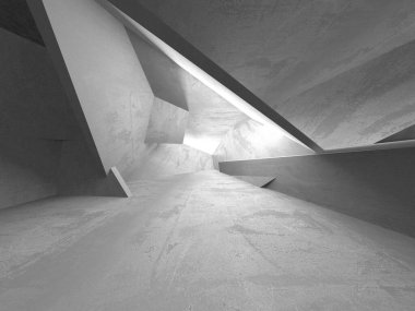 Dark Beton Duvar Mimarisi. Boş Oda. 3d Görüntüleme