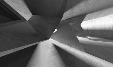 Dark Beton Duvar Mimarisi. Boş Oda. 3d Görüntüleme