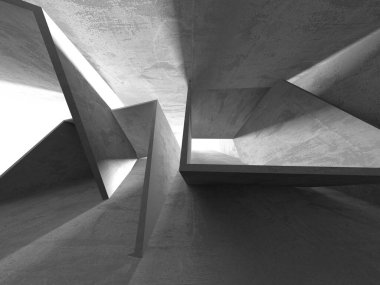 Dark Beton Duvar Mimarisi. Boş Oda. 3d Görüntüleme
