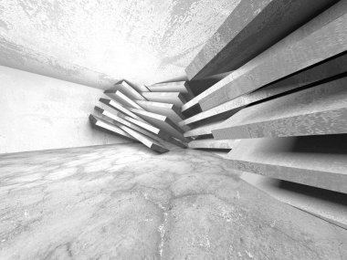 Dark Beton Duvar Mimarisi. Boş Oda. 3d Görüntüleme