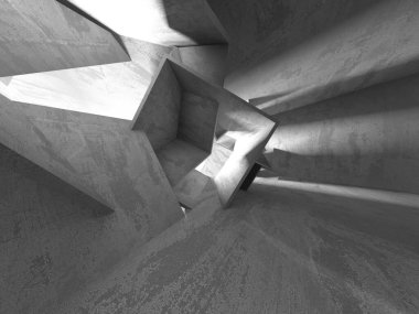 Dark Beton Duvar Mimarisi. Boş Oda. 3d Görüntüleme