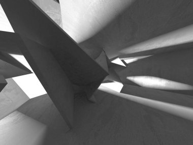 Dark Beton Duvar Mimarisi. Boş Oda. 3d Görüntüleme