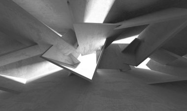 Dark Beton Duvar Mimarisi. Boş Oda. 3d Görüntüleme