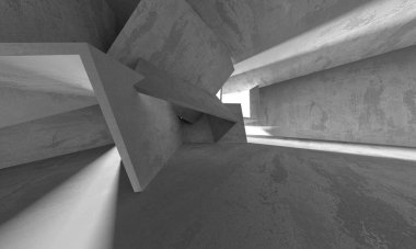 Dark Beton Duvar Mimarisi. Boş Oda. 3d Görüntüleme