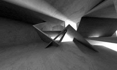 Dark Beton Duvar Mimarisi. Boş Oda. 3d Görüntüleme