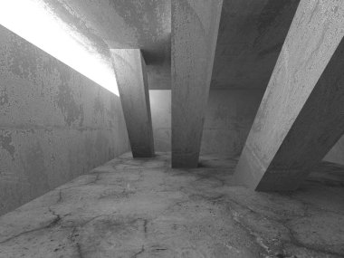 Dark Beton Duvar Mimarisi. Boş Oda. 3d Görüntüleme