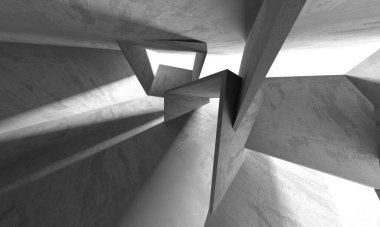 Dark Beton Duvar Mimarisi. Boş Oda. 3d Görüntüleme