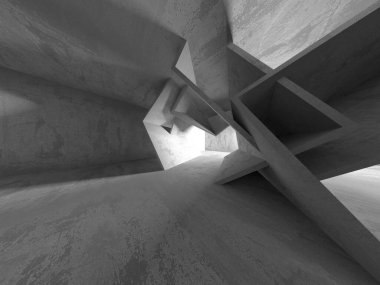 Dark Beton Duvar Mimarisi. Boş Oda. 3d Görüntüleme