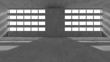 Dark Beton Duvar Mimarisi. Boş Oda. 3d Görüntüleme