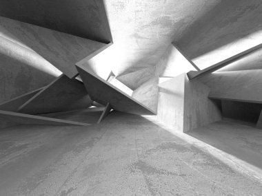 Dark Beton Duvar Mimarisi. Boş Oda. 3d Görüntüleme