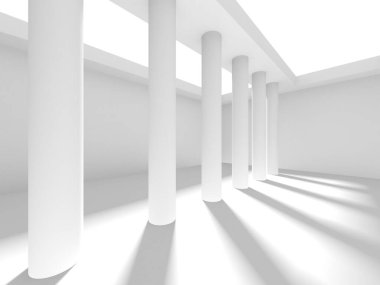 Aydınlatılmış koridor iç tasarımı. Boş Oda İç mimarisi. 3 Boyutlu Hazırlama