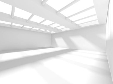 Aydınlatılmış koridor iç tasarımı. Boş Oda İç mimarisi. 3 Boyutlu Hazırlama