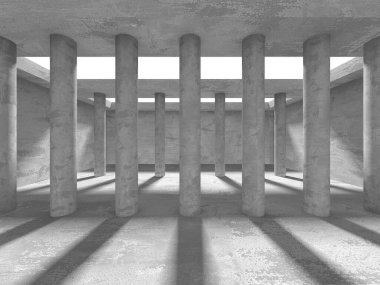 Soyut mimari iç plan. Boş beton oda. 3d hazırlayıcı