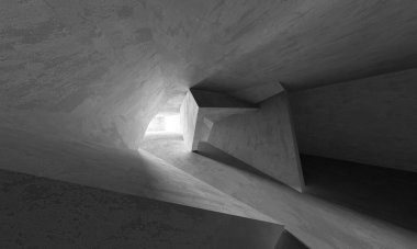 Soyut mimari iç plan. Boş beton oda. 3d hazırlayıcı