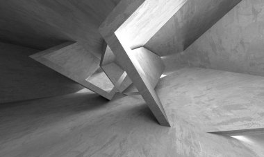 Soyut mimari iç plan. Boş beton oda. 3d hazırlayıcı