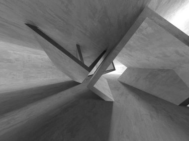 Soyut mimari iç plan. Boş beton oda. 3d hazırlayıcı