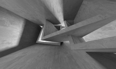 Soyut mimari iç plan. Boş beton oda. 3d hazırlayıcı