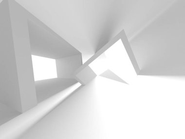 Beyaz Modern Arkaplan. Soyut Bina Konsepti. 3d Hazırlama