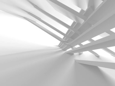 Aydınlatılmış koridor iç tasarımı. Boş Oda İç mimarisi. 3 Boyutlu Hazırlama