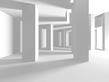 Beyaz Modern Arkaplan. Soyut Bina Konsepti. 3d Hazırlama