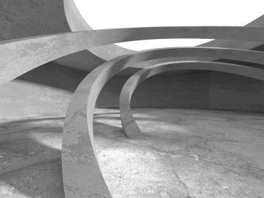 Soyut mimari iç plan. Boş beton oda. 3d hazırlayıcı