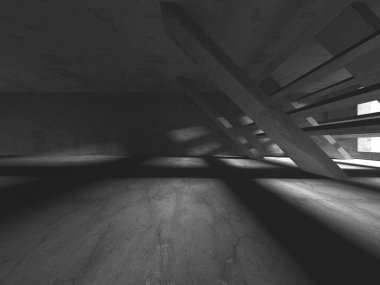 Soyut mimari iç plan. Boş beton oda. 3d hazırlayıcı