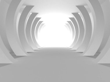 Aydınlatılmış koridor iç tasarımı. Boş Oda İç mimarisi. 3 Boyutlu Hazırlama