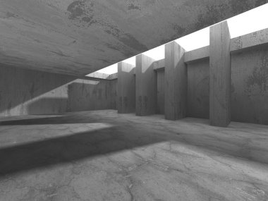 Soyut mimari arka plan. İçi boş beton döşeme. 3d hazırlayıcı