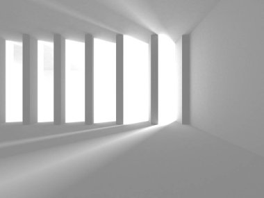 Beyaz Modern Arkaplan. Soyut Bina Konsepti. 3d Hazırlama