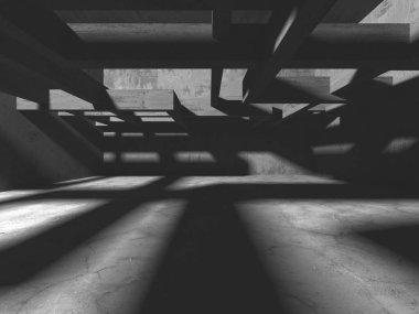 Soyut mimari arka plan. İçi boş beton döşeme. 3d hazırlayıcı