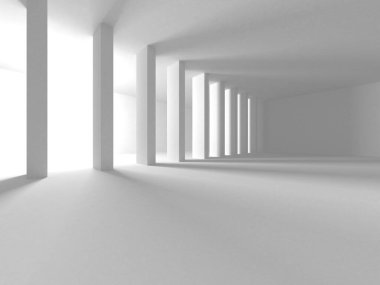 Soyut Beyaz Mimari Tasarım Konsepti. 3d Görüntüleme