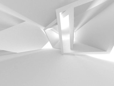 Soyut Beyaz Mimari Tasarım Konsepti. 3d Görüntüleme