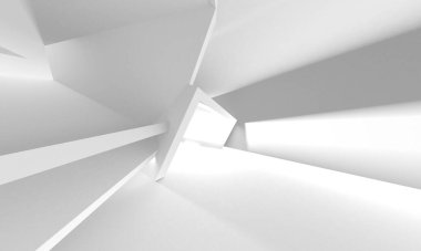 Soyut Beyaz Mimari Tasarım Konsepti. 3d Görüntüleme