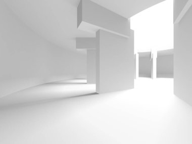 Soyut Beyaz Mimari Tasarım Konsepti. 3d Görüntüleme