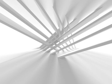 Soyut Beyaz Mimari Tasarım Konsepti. 3d Görüntüleme