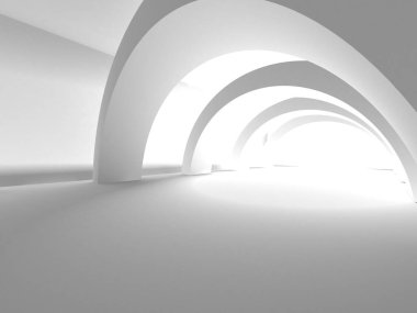 Soyut Beyaz Mimari Tasarım Konsepti. 3d Görüntüleme