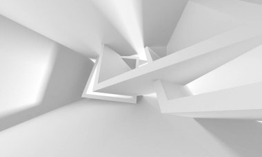 Soyut Beyaz Mimari Tasarım Konsepti. 3d Görüntüleme