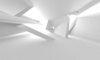 Soyut Beyaz Mimari Tasarım Konsepti. 3d Görüntüleme