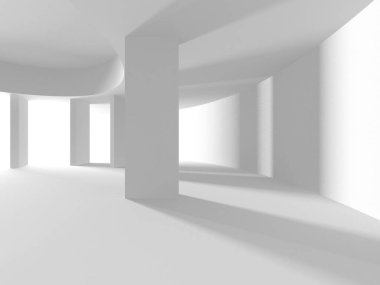 Soyut Beyaz Mimari Tasarım Konsepti. 3d Görüntüleme