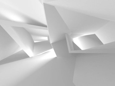 Soyut Beyaz Mimari Tasarım Konsepti. 3d Görüntüleme