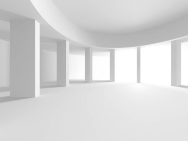 Soyut Beyaz Mimari Tasarım Konsepti. 3d Görüntüleme