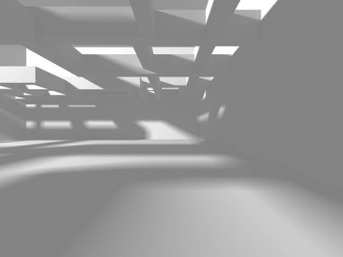 Soyut Beyaz Mimari Tasarım Konsepti. 3d Görüntüleme