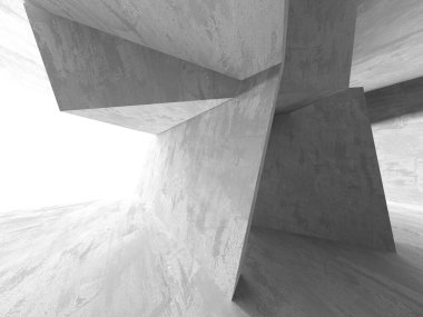 Dark Beton Duvar Mimarisi. Boş Oda. 3d Görüntüleme