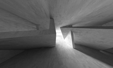 Dark Beton Duvar Mimarisi. Boş Oda. 3d Görüntüleme