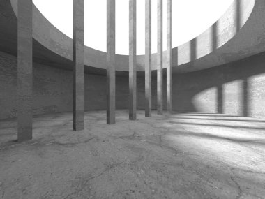 Dark Beton Duvar Mimarisi. Boş Oda. 3d Görüntüleme