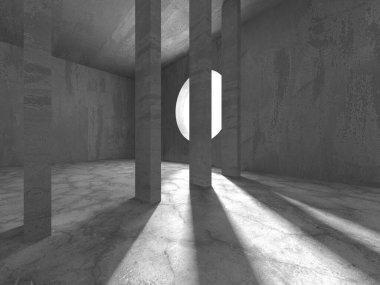 Dark Beton Duvar Mimarisi. Boş Oda. 3d Görüntüleme