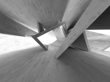 Dark Beton Duvar Mimarisi. Boş Oda. 3d Görüntüleme