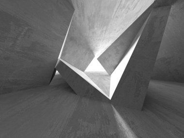 Dark Beton Duvar Mimarisi. Boş Oda. 3d Görüntüleme