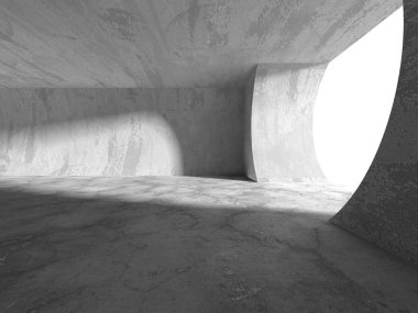 Dark Beton Duvar Mimarisi. Boş Oda. 3d Görüntüleme