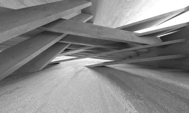 Dark Beton Duvar Mimarisi. Boş Oda. 3d Görüntüleme